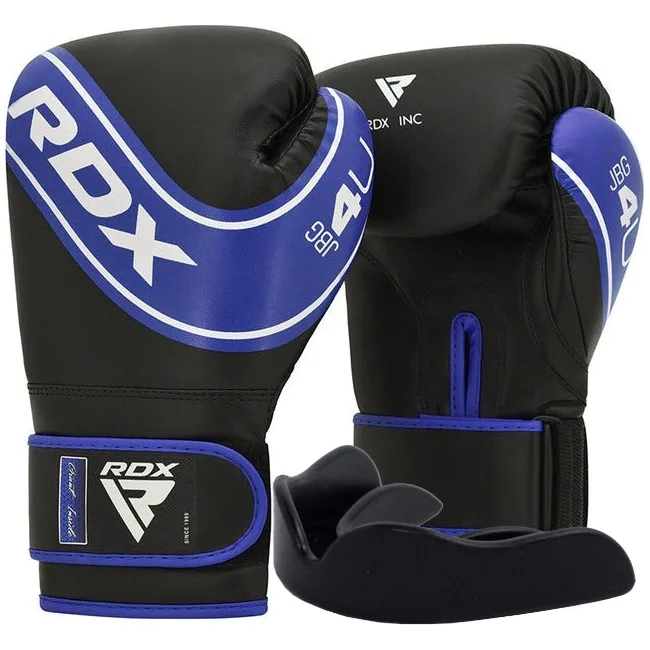 Детские боксерские перчатки RDX 4B Robo Kids Blue/Black 6 унций (капа в комплекте)