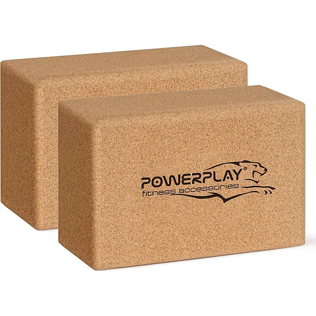 Блоки для йоги 2шт. PowerPlay PP_4006 из пробкового дерева Cork Yoga Block (пара)