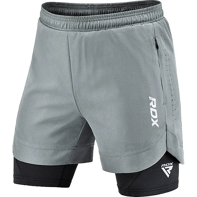 Компрессионные шорты для ММА RDX MMA T16 2-в-1 GREY/BLACK