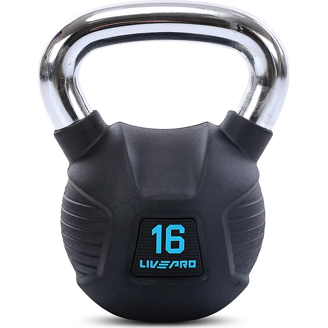 Гиря тренировочная цельная
 с хромированной ручкой LiveUp LP8043-16 вес 16кг