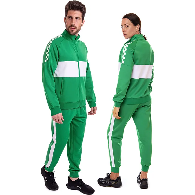 Спортивный костюм кофта на молнии и брюки LIDONG LD-6629 (Зеленый-белый)