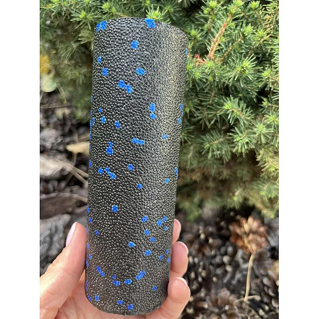 Массажный ролик (роллер) гладкий PowerPlay PP-4346 Mini EPP Foam Roller Черно/Синий (15x5,3см.)