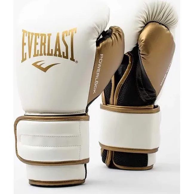 Боксерские перчатки Everlast POWERLOCK 2R TRAINING GLOVE белый, золотой 16 унций