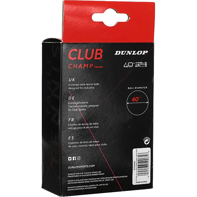Мячи для настольного тенниса
 6 штук DUNLOP 679350N CLUB CHAMP