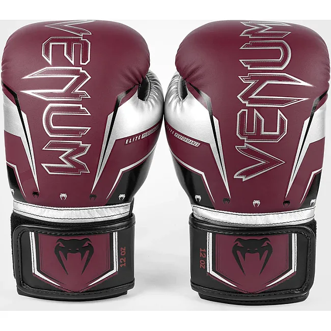 Перчатки для бокса VENUM Elite Evo - Burgundy Silver