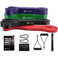 Резиновые петли для тренировок U-POWEX Power Band набор 4шт+ якорь,+ ручки (4,5-57кг)