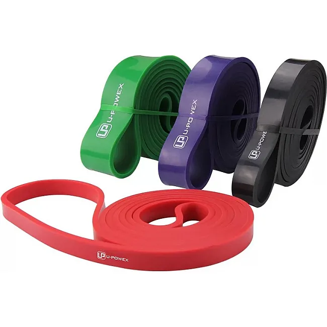 Резиновые петли для тренировок U-POWEX Power Band набор 4шт+ якорь,+ ручки (4,5-57кг)