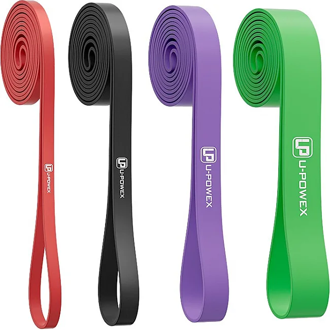 Резиновые петли для тренировок U-POWEX Power Band набор 4шт+ якорь,+ ручки (4,5-57кг)