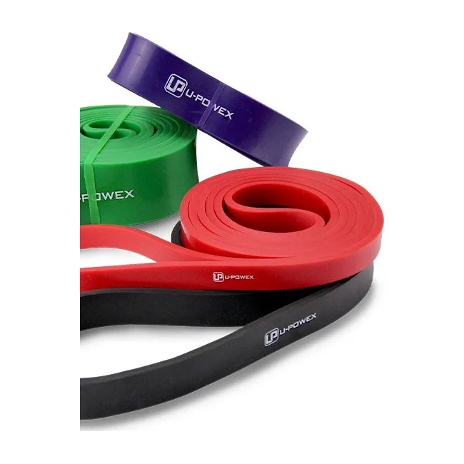 Резиновые петли для тренировок U-POWEX Power Band набор 4шт+ якорь,+ ручки (4,5-57кг)