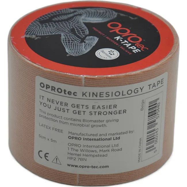 Кинезиологический тейп OPROtec Kinesiology Tape TEC57544 бежевый 5см*5м