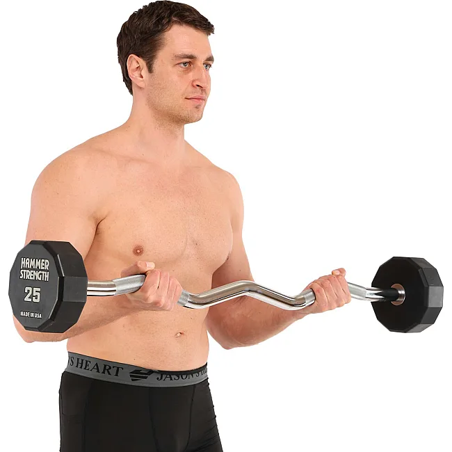 Штанга неразборная с фиксированным весом изогнутая PEV HAMMER STRENGHT TA-9978-25 (Черный)