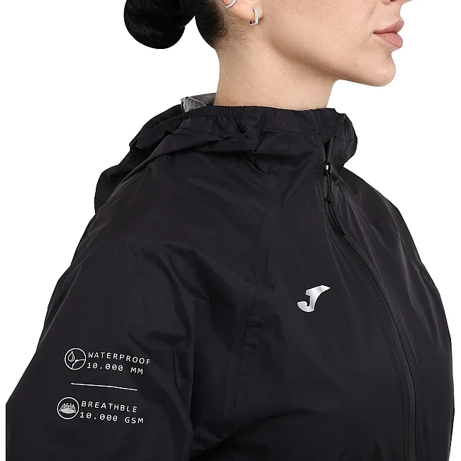 Куртка дождевик с капюшоном женская JOMA TRAIL LONDON 902684-100 (Черный)