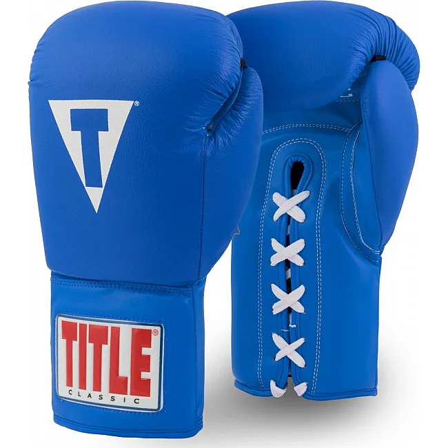 Боксерские перчатки TITLE Classic Originals Leather Training Gloves Lace 2.0 Синие