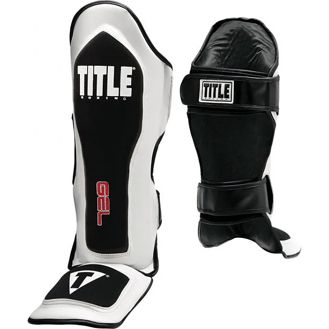 Защита голени и стопы (Щитки) TITLE GEL Elite Pro Shin & Instep Guards Белая с черным