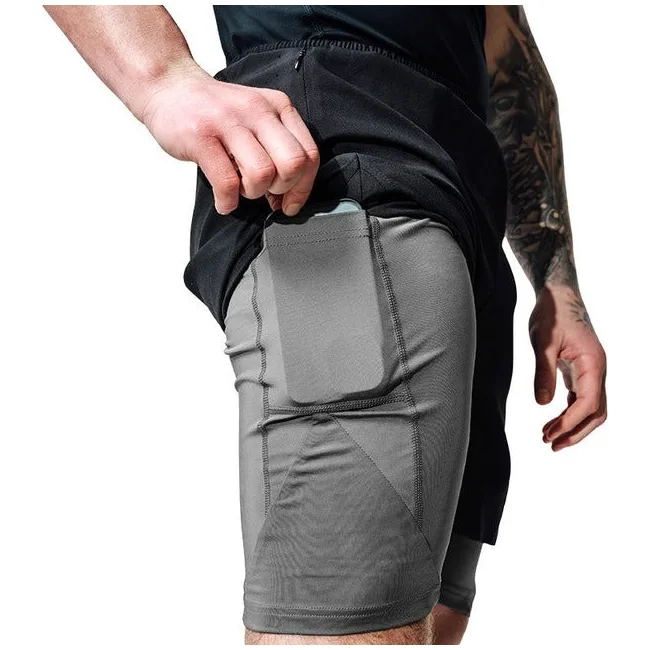 Компрессионные шорты для ММА RDX MMA T16 2-в-1 BLACK/GREY