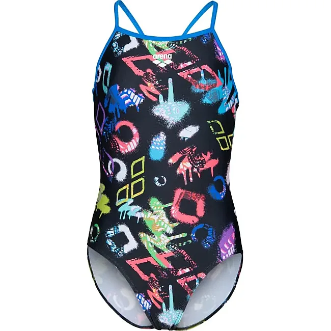 Купальник закрытый для девочек Arena GRAFFITI SWIMSUIT LIGHT DROP B черный, мультиколор