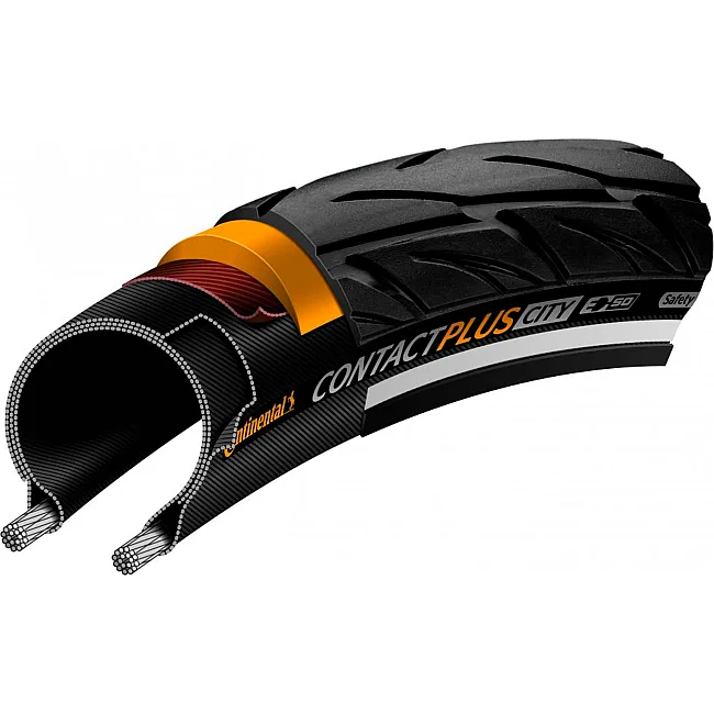 Покрышка Continental Contact Plus City, 26 x 2.20, черная, не складная, светоотражающая