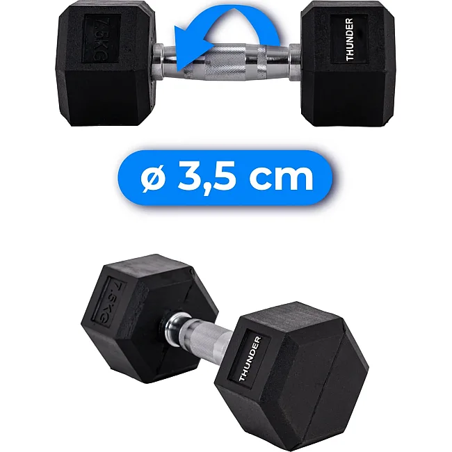 Гантель шестигранная THUNDER 7,5 кг (1шт)