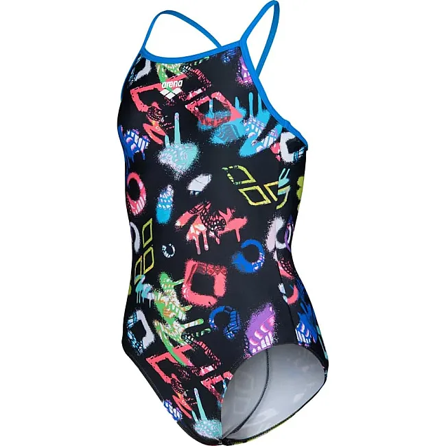 Купальник закрытый для девочек Arena GRAFFITI SWIMSUIT LIGHT DROP B черный, мультиколор