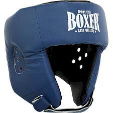 Шолом для боксу відкритий штучна шкіра BOXER 2028-N (Синій)