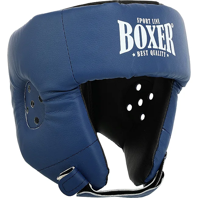 Шлем для бокса открытый искусственная кожа BOXER 2028-N (Синий)