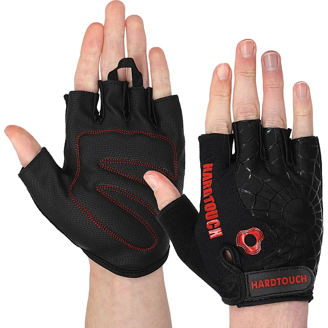 Тренировочные перчатки для фитнеса HARD TOUCH FG-9499 (Черный-красный)