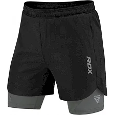Компрессионные шорты для ММА RDX MMA T16 2-в-1 BLACK/GREY