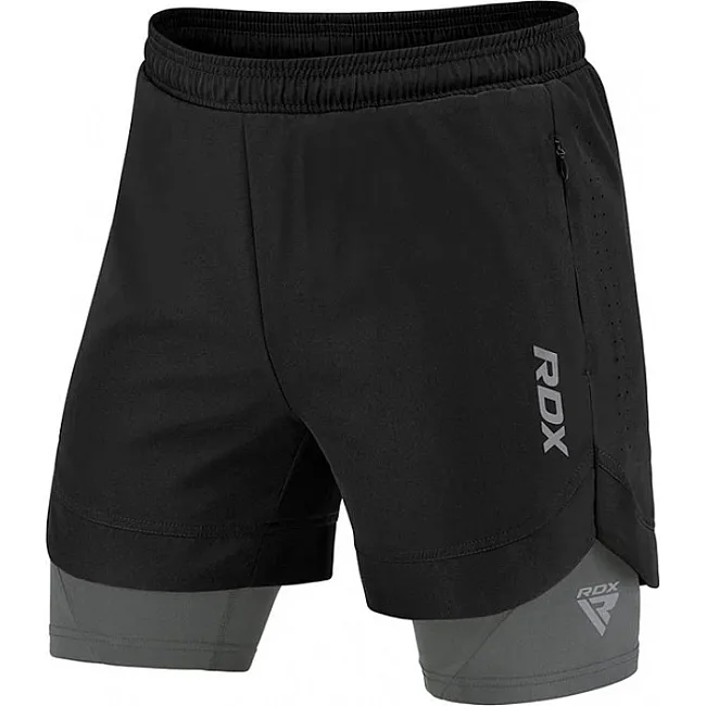 Компрессионные шорты для ММА RDX MMA T16 2-в-1 BLACK/GREY
