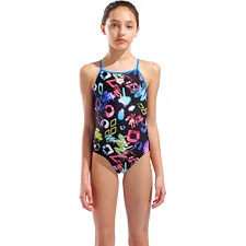 Купальник закрытый для девочек Arena GRAFFITI SWIMSUIT LIGHT DROP B черный, мультиколор