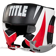 Боксерский шлем TITLE MMA Command Black/White/Red (капа в комплекте)