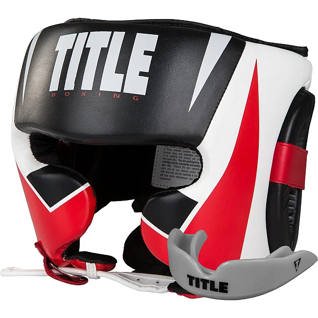 Боксерский шлем TITLE MMA Command Black/White/Red (капа в комплекте)