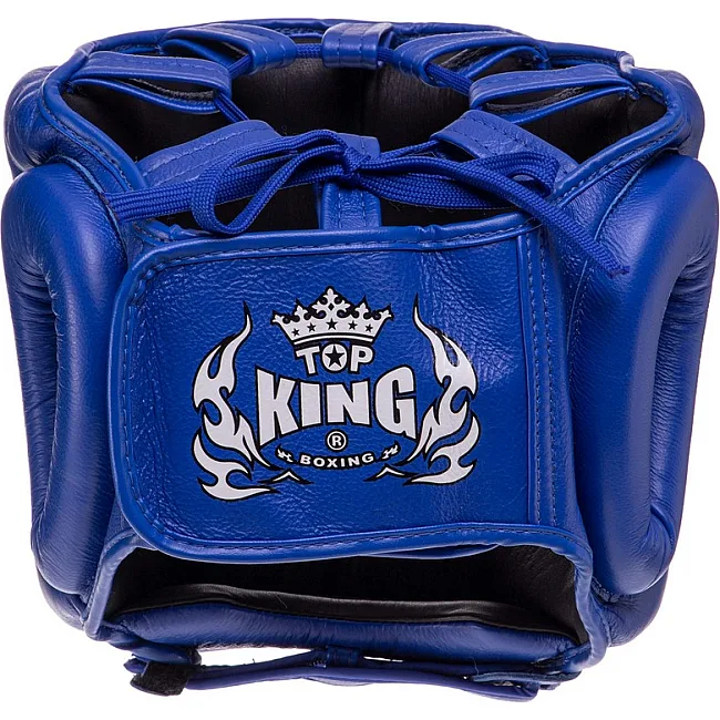 Шлем с бампером кожаный TOP KING Pro Training TKHGPT-CC (Синий)