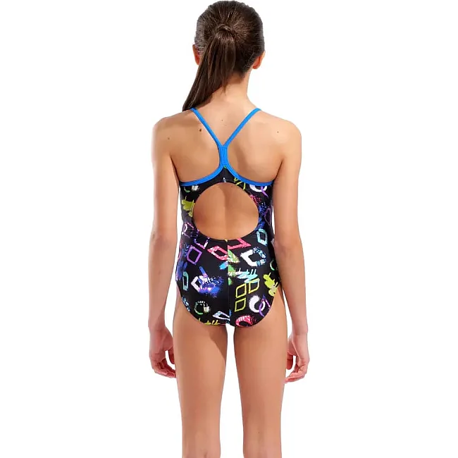 Купальник закрытый для девочек Arena GRAFFITI SWIMSUIT LIGHT DROP B черный, мультиколор