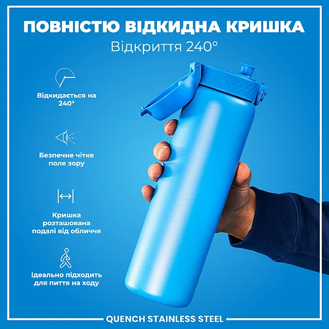 Бутылка для воды металлическая ION8 1200 мл. Stainless Steel, Blue