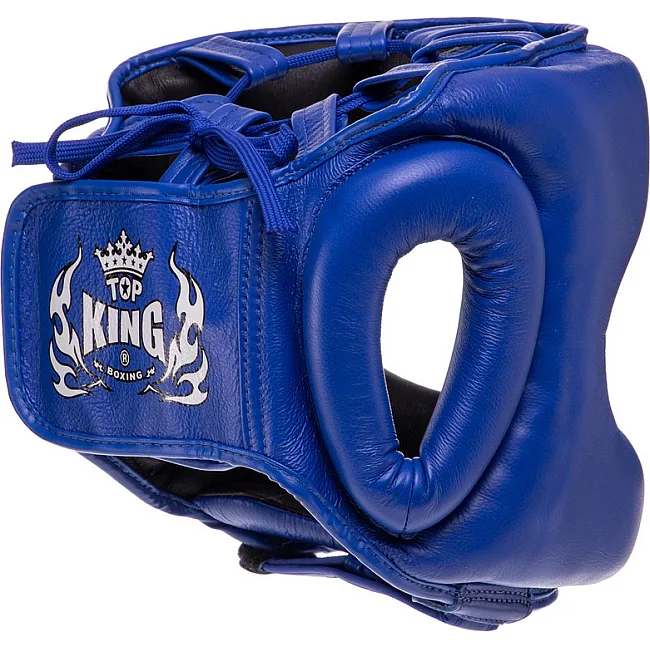 Шлем с бампером кожаный TOP KING Pro Training TKHGPT-CC (Синий)