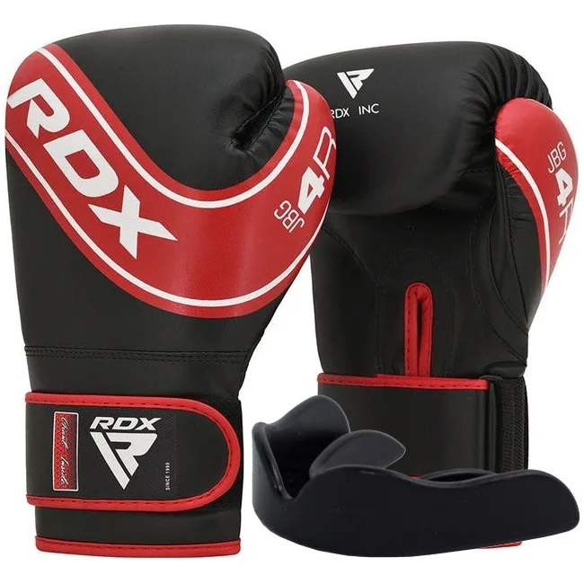 Дитячі боксерські рукавиці RDX 4B Robo Kids Red/Black 6 унцій (капа в комплекті)