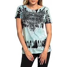 Футболка женская AFFLICTION Celtic Heart Scoop Neck Earthquake Wash
