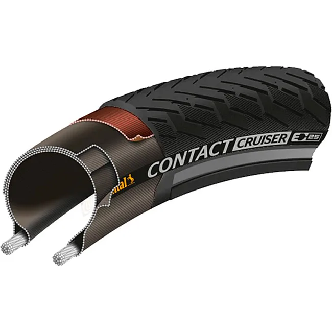 Покрышка на велосипед CONTINENTAL CONTACT Cruiser, 28"x2.00, 50-622, коричневый, не складная, светоотражающая, SafetySystem Breaker, 960гр.