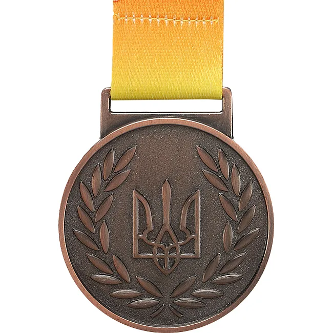 Медаль спортивная с лентой SP-SPORT UKRAINE с украинской символикой C-6210 ø5см (Серебряный)