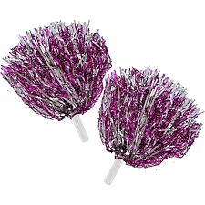 Помпони блискучі для чирлідингу з ручками SP-SPORT Pom-Poms C-0828 2шт (Рожевий-срібний)