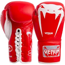 Перчатки для бокса на шнуровке кожаные VENUM GIANT VL-5786 (Красный)