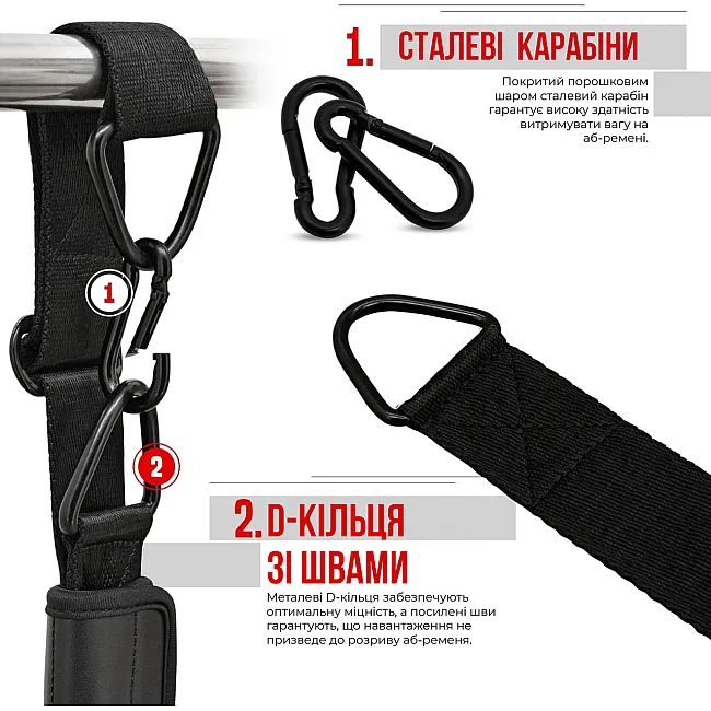 Петли подвесные (петли Береша) RDX F6 KARA Gym Workout Abs Straps Black/White