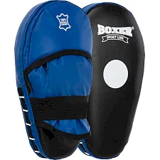 Лапа боксерская прямая тренировочная удлиненная кожа BOXER 2006-01 38х18х4,5см 2штуки (Черный-синий)