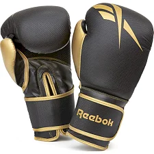 Боксерские перчатки Reebok Boxing Gloves черный, золотистый 12 унций