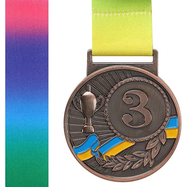 Медаль спортивна зі стрічкою SP-SPORT
 UKRAINE з українською символікою C-6210 ø5см (Бронзовий)
