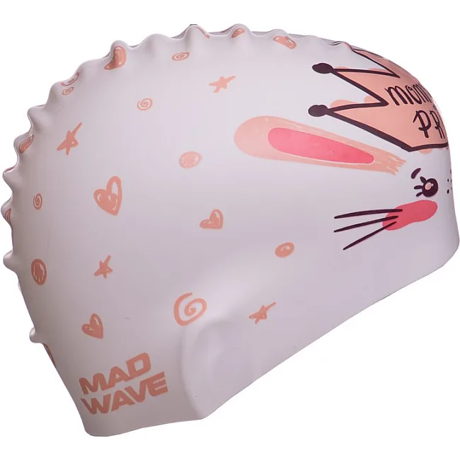 Шапочка для басейну силіконова юніорська MADWAVE Junior LITTLE BUNNY M057913 (Білий)