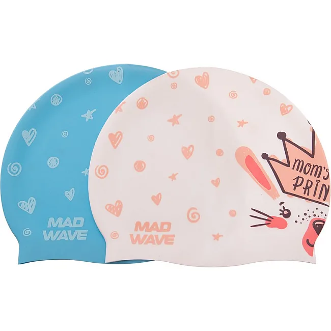 Шапочка для басейну силіконова юніорська MADWAVE Junior LITTLE BUNNY M057913 (Білий)
