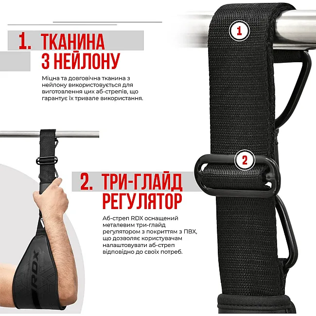Петли подвесные (петли Береша) RDX F6 KARA Gym Workout Abs Straps Black/White