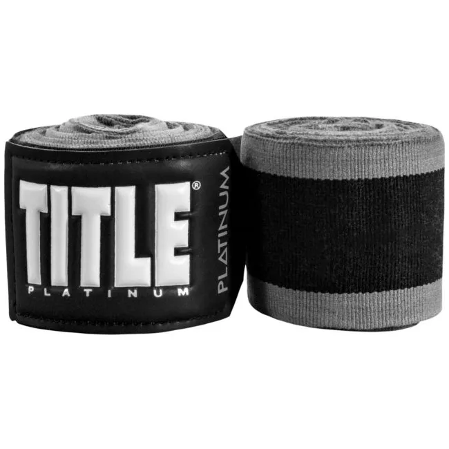Бинты для бокса TITLE Platinum 450см ” Semi Elastic Black Silver
