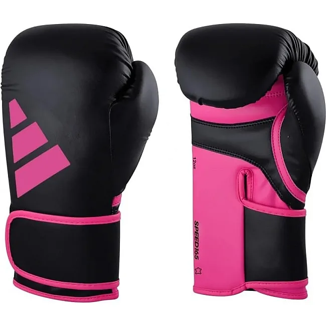 Боксерские перчатки Adidas Speed 165 с лицензией WAKO | черно/розовый | ADISBG165WK
